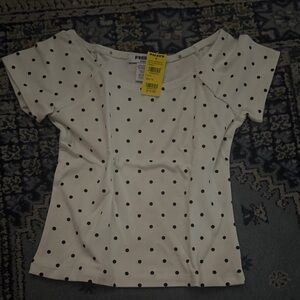 RSQ Black and White Polka Dot Short Sleeve Top